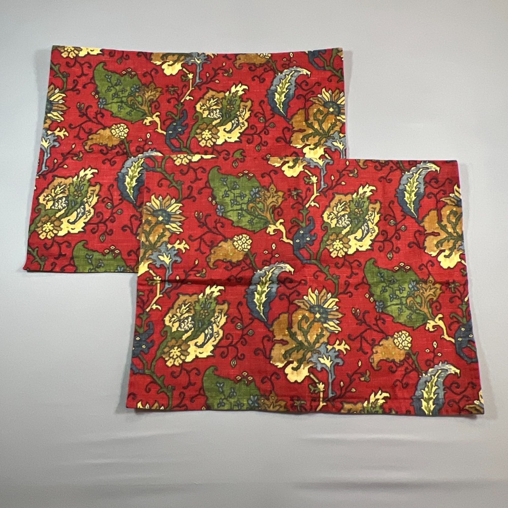 Set Of 2 Legacy Cushion Covers 21"x 27" Multicolor Floral Paisley Print Cotton